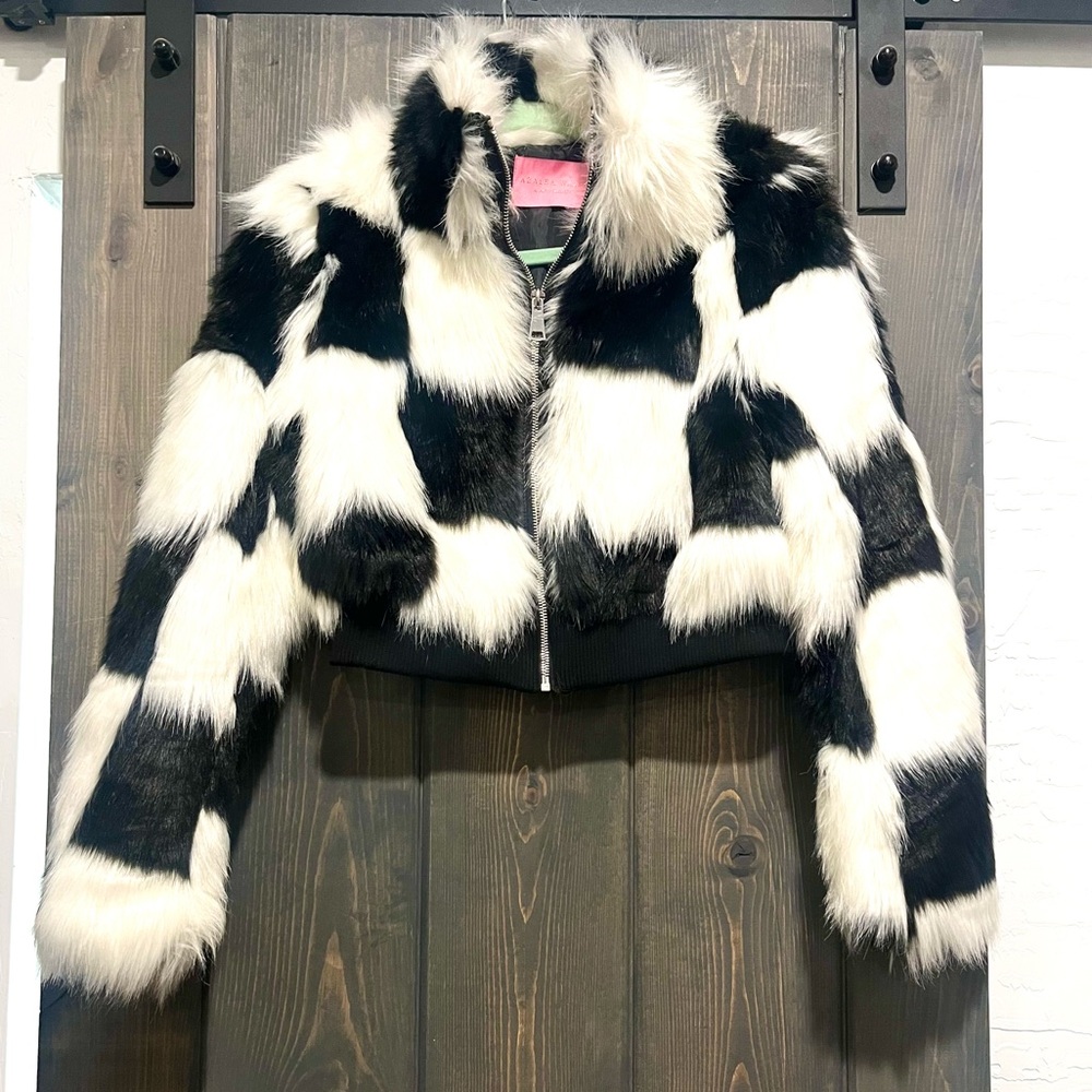 Azalea Wang Checkered Faux Fur Jacket - Picture 5 of 5